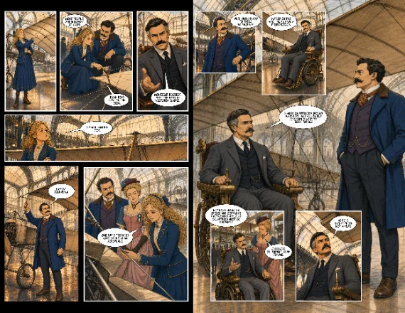 A finished, lettered two-page spread